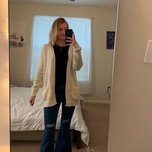 cream cardigan
